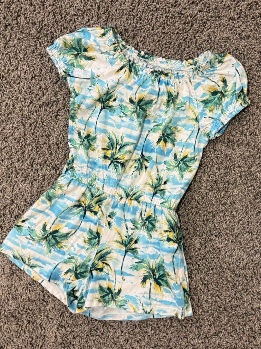 5/$25 Old Navy tropical palm print girls romper in Blue, Green & Yellow